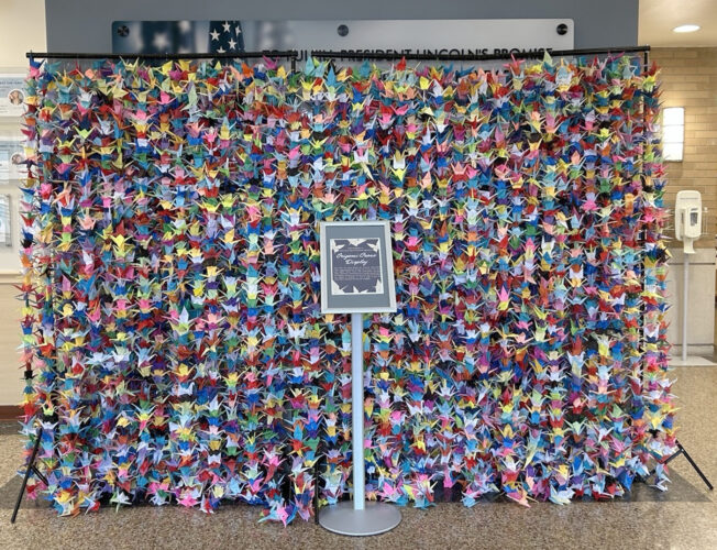 VA display has origami cranes for suicide prevention awareness